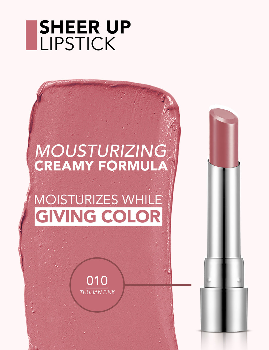 Flormar Sheer Up Lipstick - 010 Thulian Pink