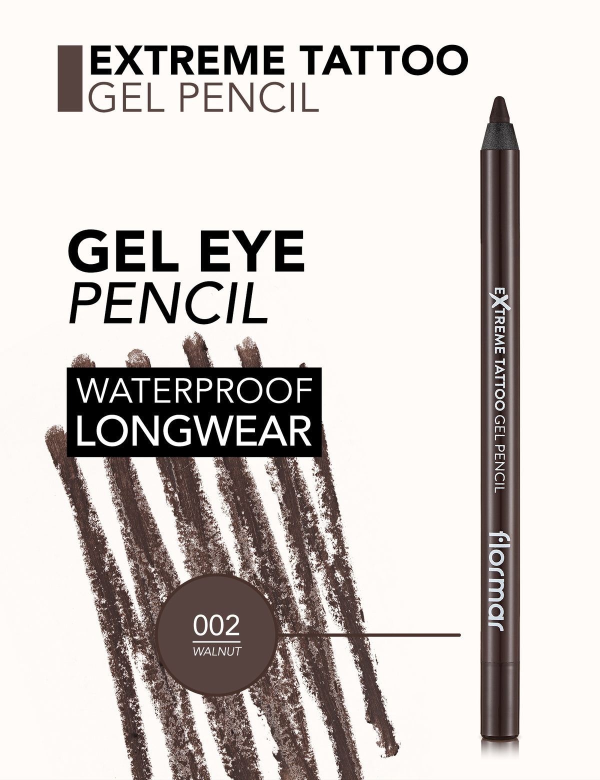 Flormar Extreme Tattoo Gel Pencil - 002 Walnut