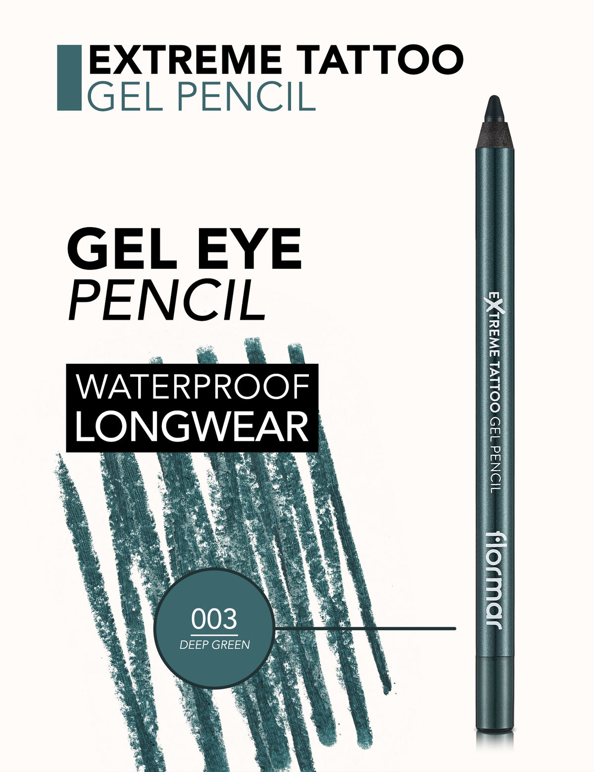 Flormar Extreme Tattoo Gel Pencil - 003 Deep Green