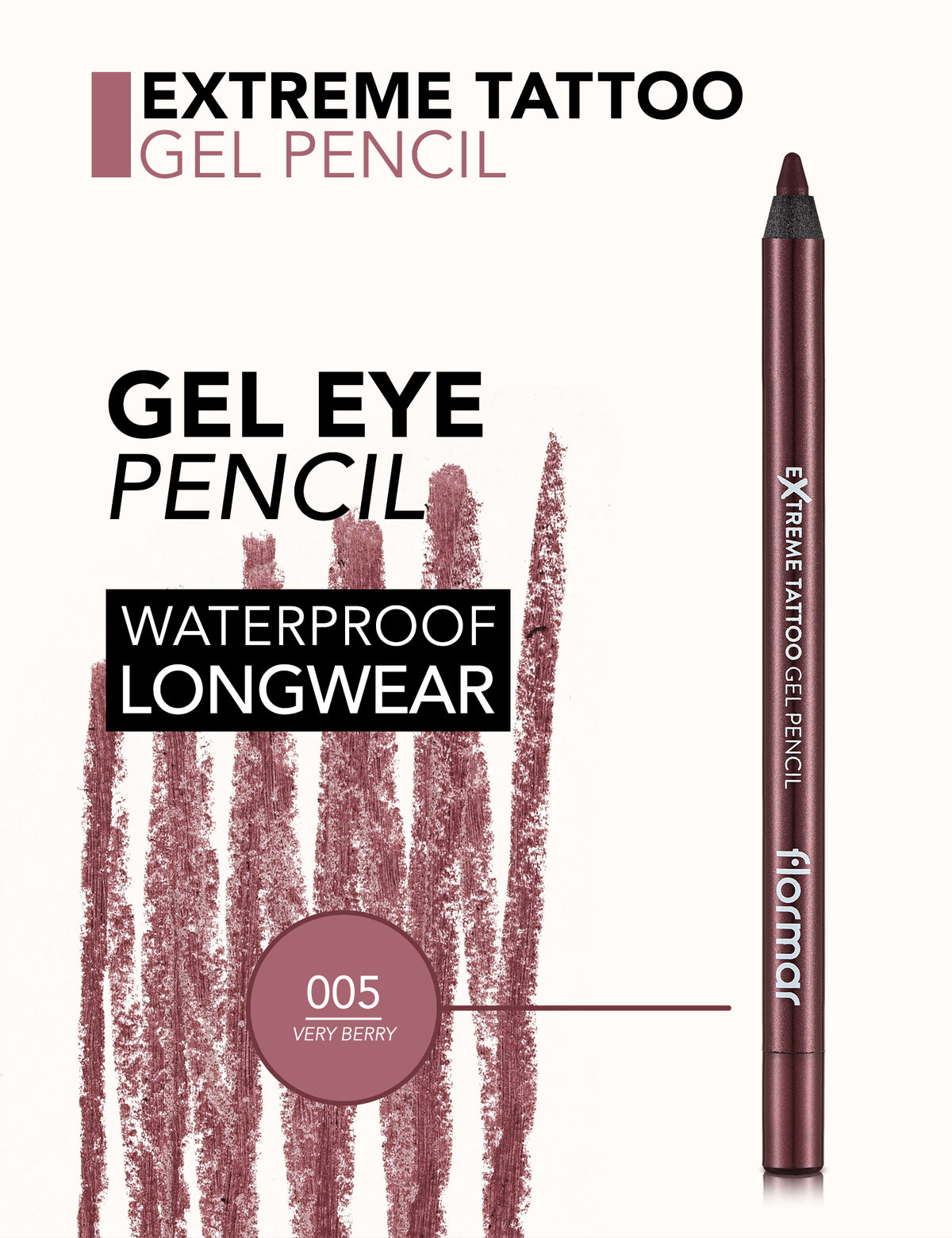 Flormar Extreme Tattoo Gel Pencil - 005 Very Berry