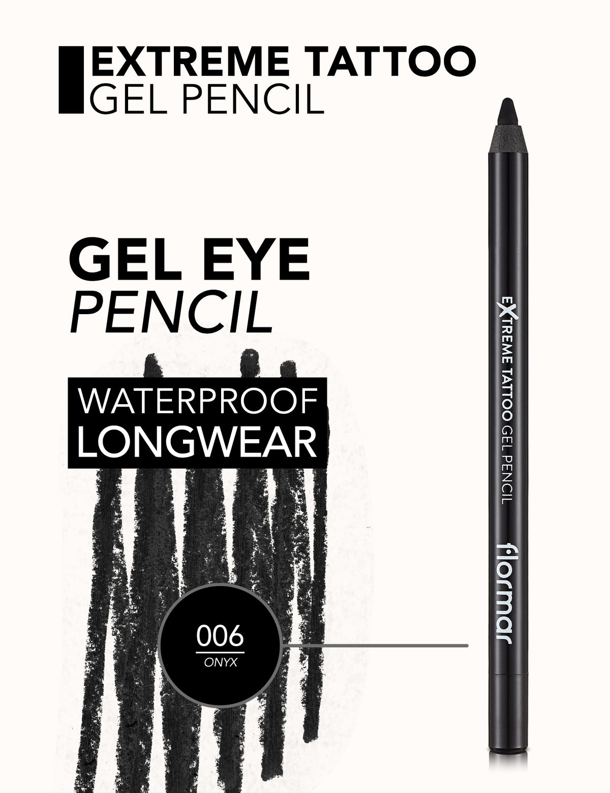 Flormar Extreme Tattoo Gel Pencil - 006 Onyx
