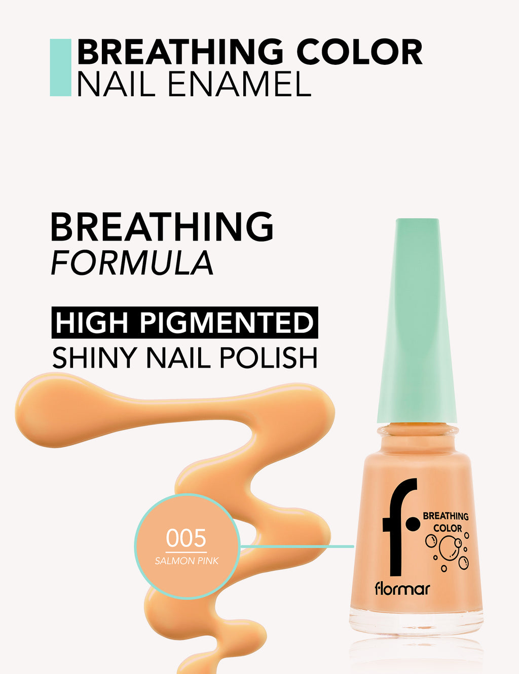Flormar Breathing Color Nail Enamel - 005 Salmon Pink