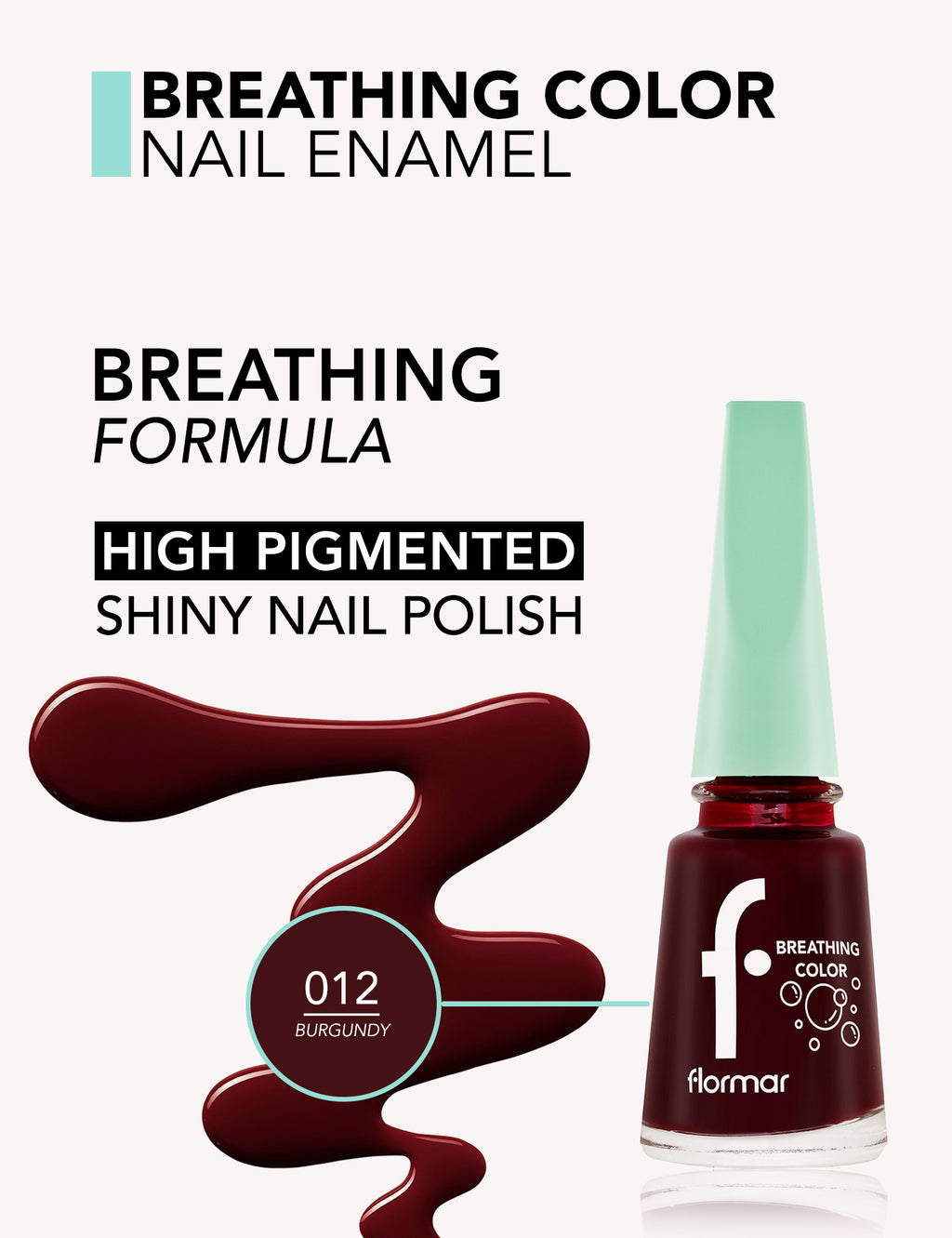 Flormar Breathing Color Nail Enamel - 012 Burgundy