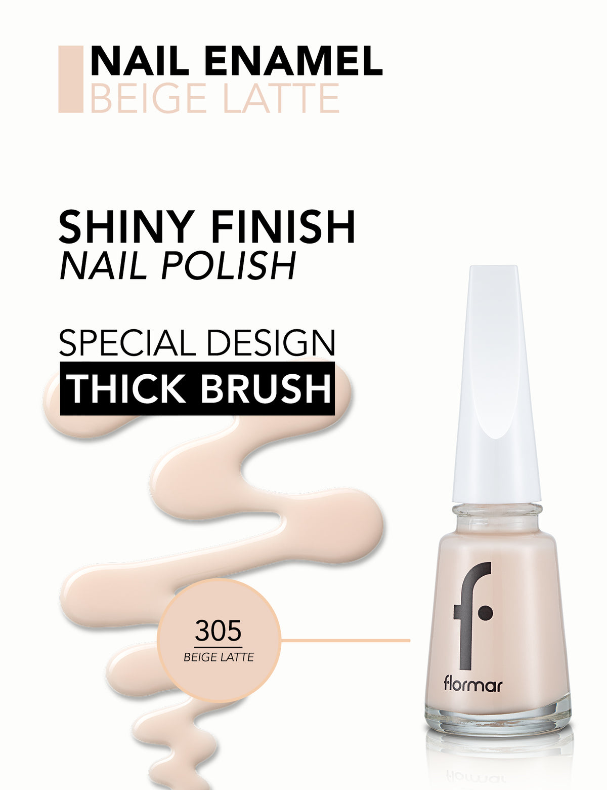 Flormar Nail Enamel - 305 Beige Latte New