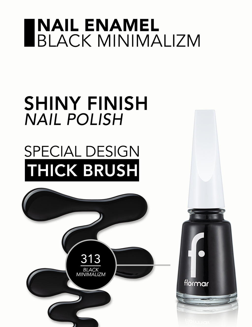Flormar Nail Enamel - 313 Black Minimalism New