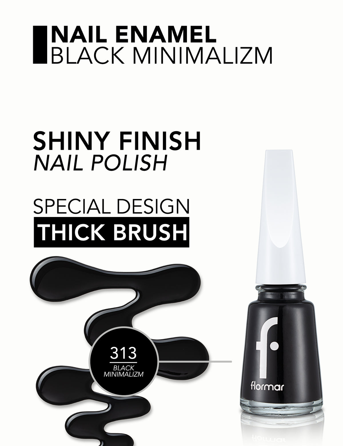 Flormar Nail Enamel - 313 Black Minimalism New