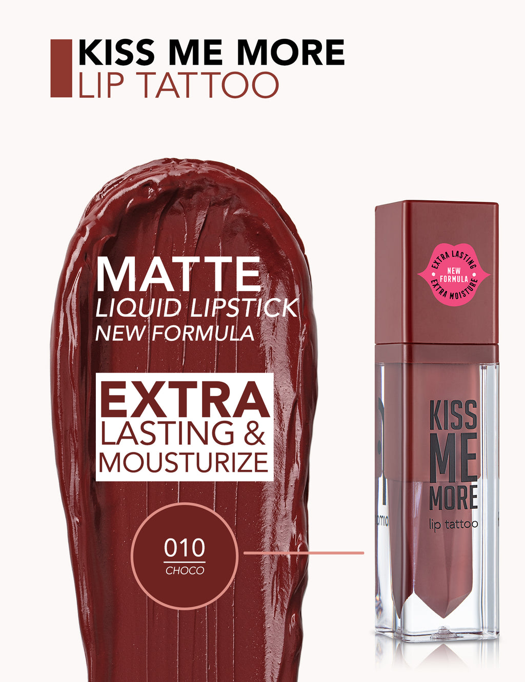 Flormar Kiss Me More Lip Tattoo - 010 Choco