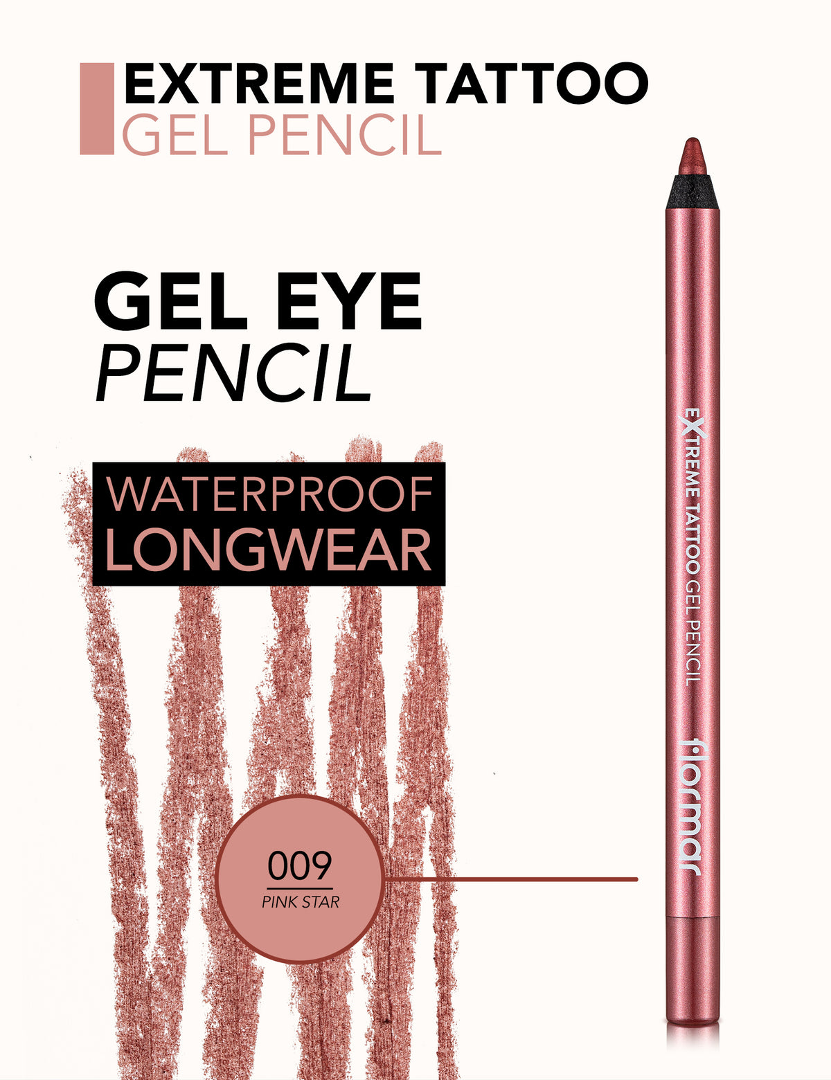 Flormar Extreme Tattoo Gel Pencil - 009 Pink Star