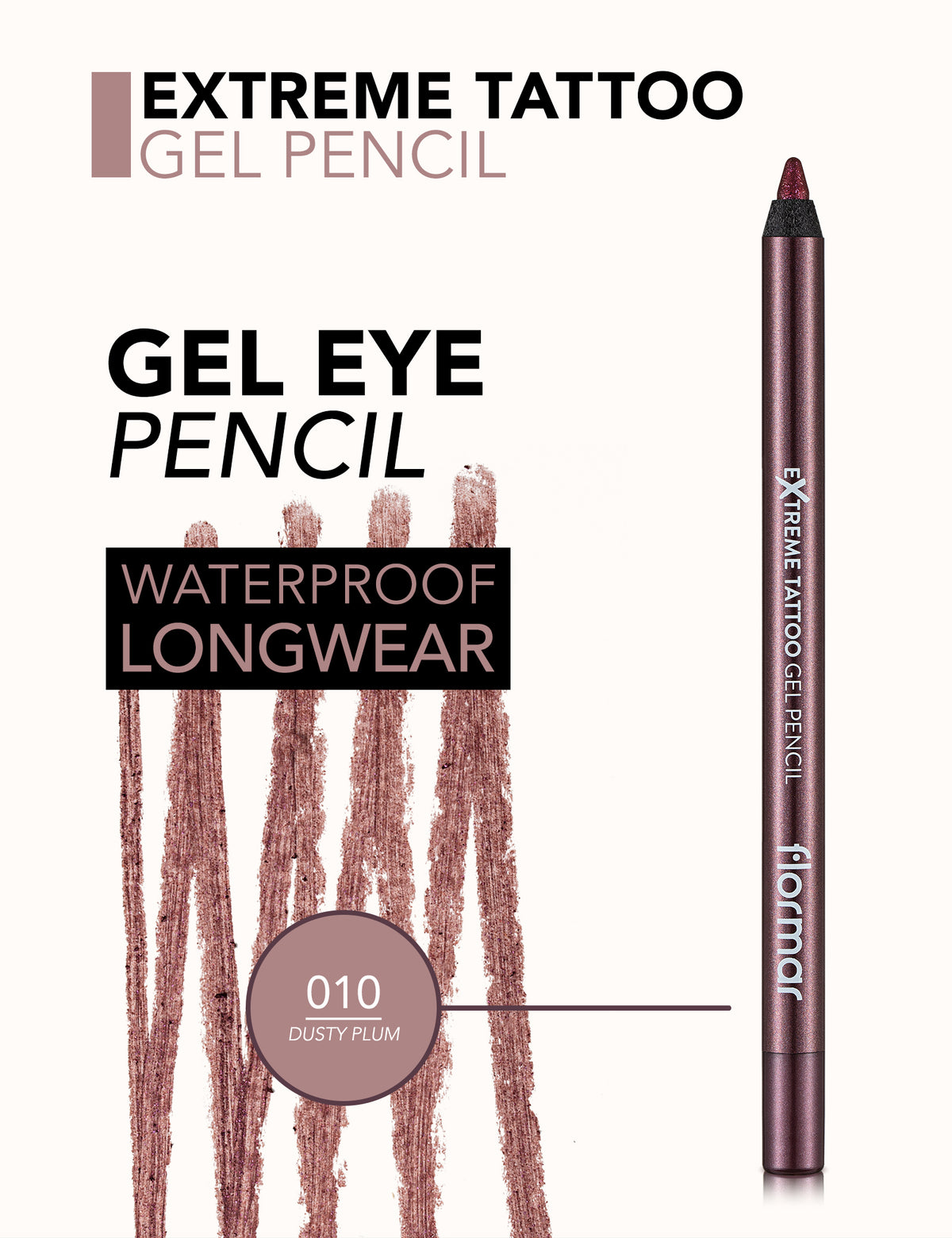 Flormar Extreme Tattoo Gel Pencil - 010 Dusty Plum