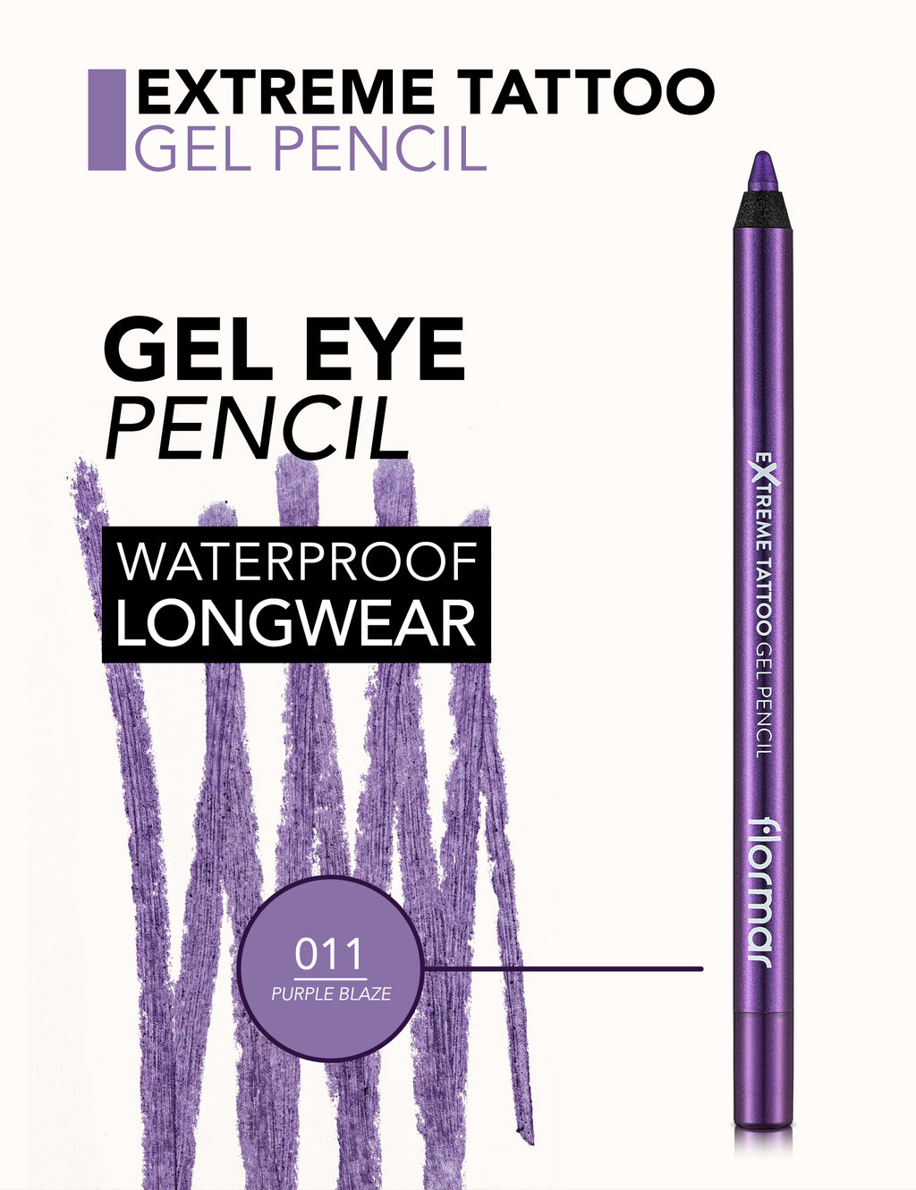 Flormar Extreme Tattoo Gel Pencil - 011 Purple Blaze