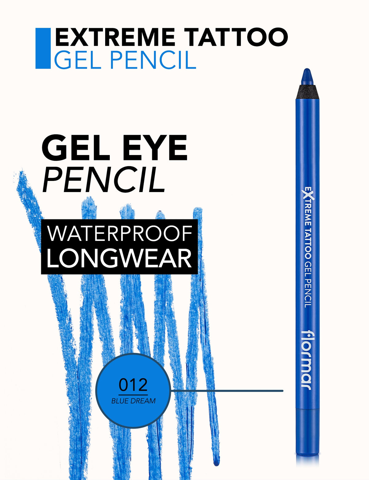 Flormar Extreme Tattoo Gel Pencil - 012 Blue Dream