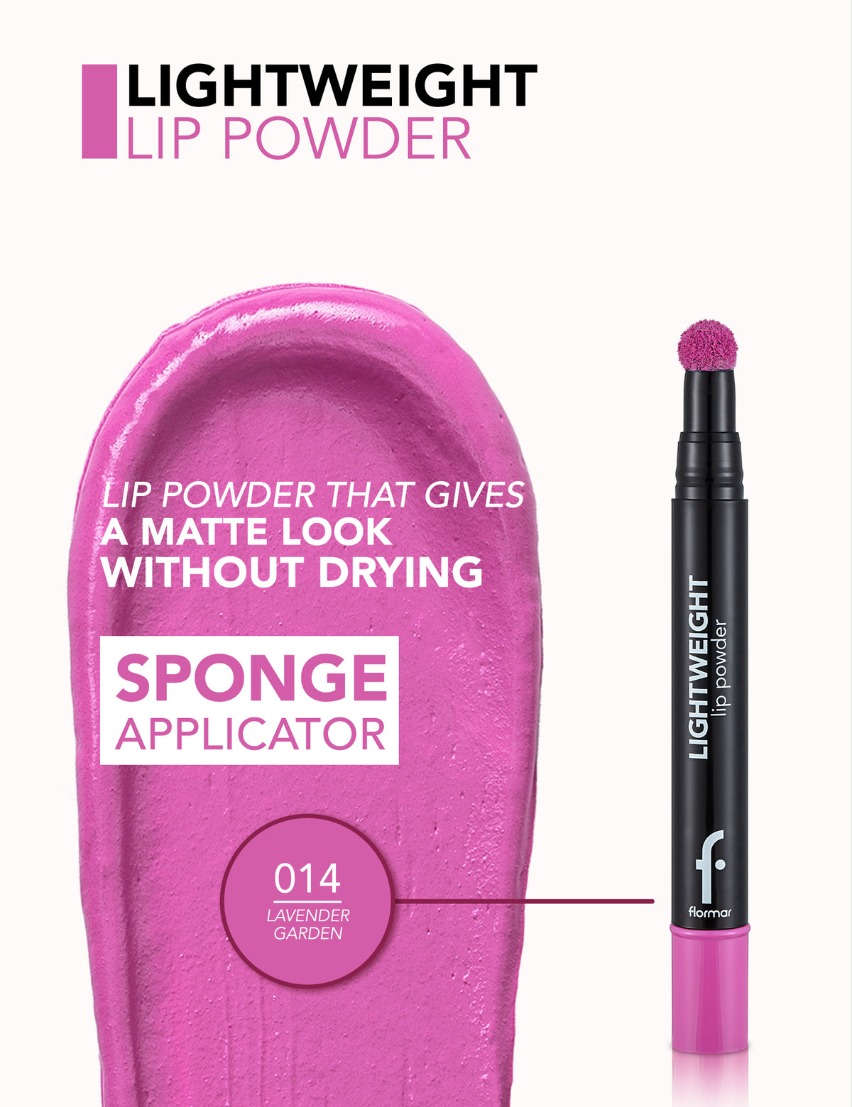 Flormar Lightweight Lip Powder - 014 Lavender Garden