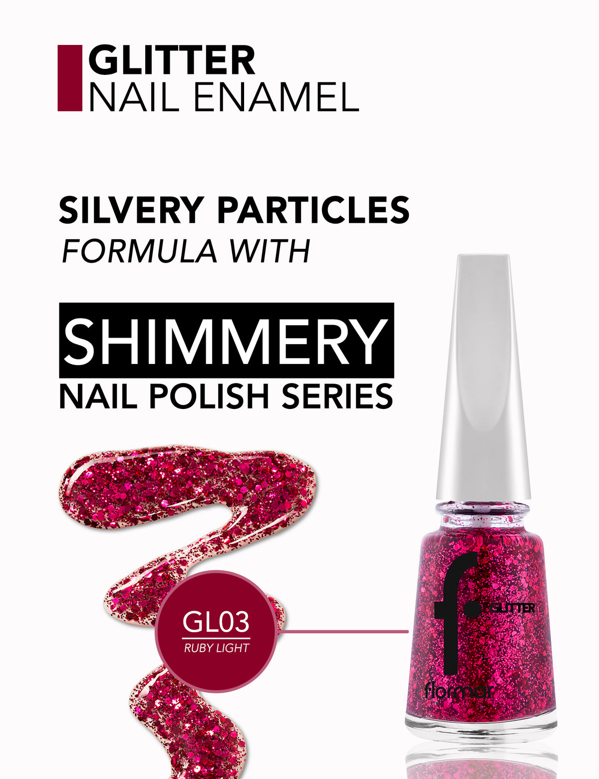 Flormar Glitter Nail Enamel - L03 Ruby Light