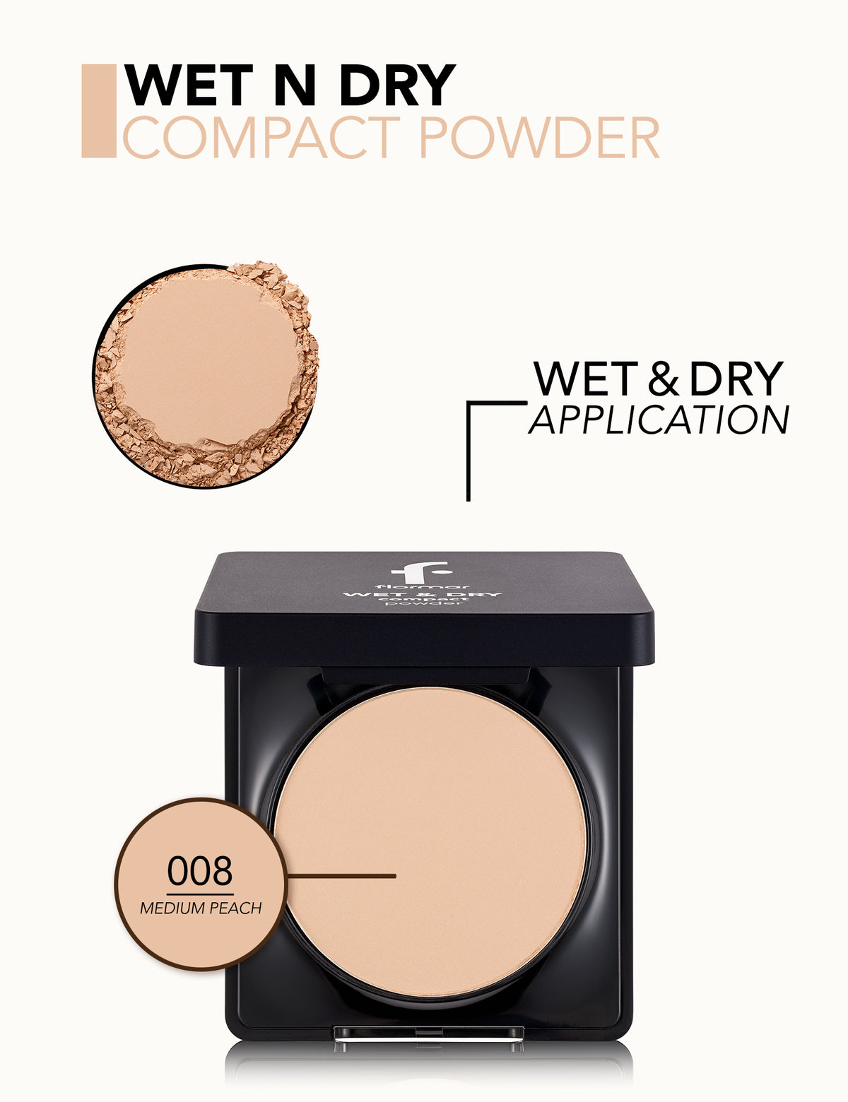 Flormar Wet & Dry Compact Powder - 008 Medium Peach