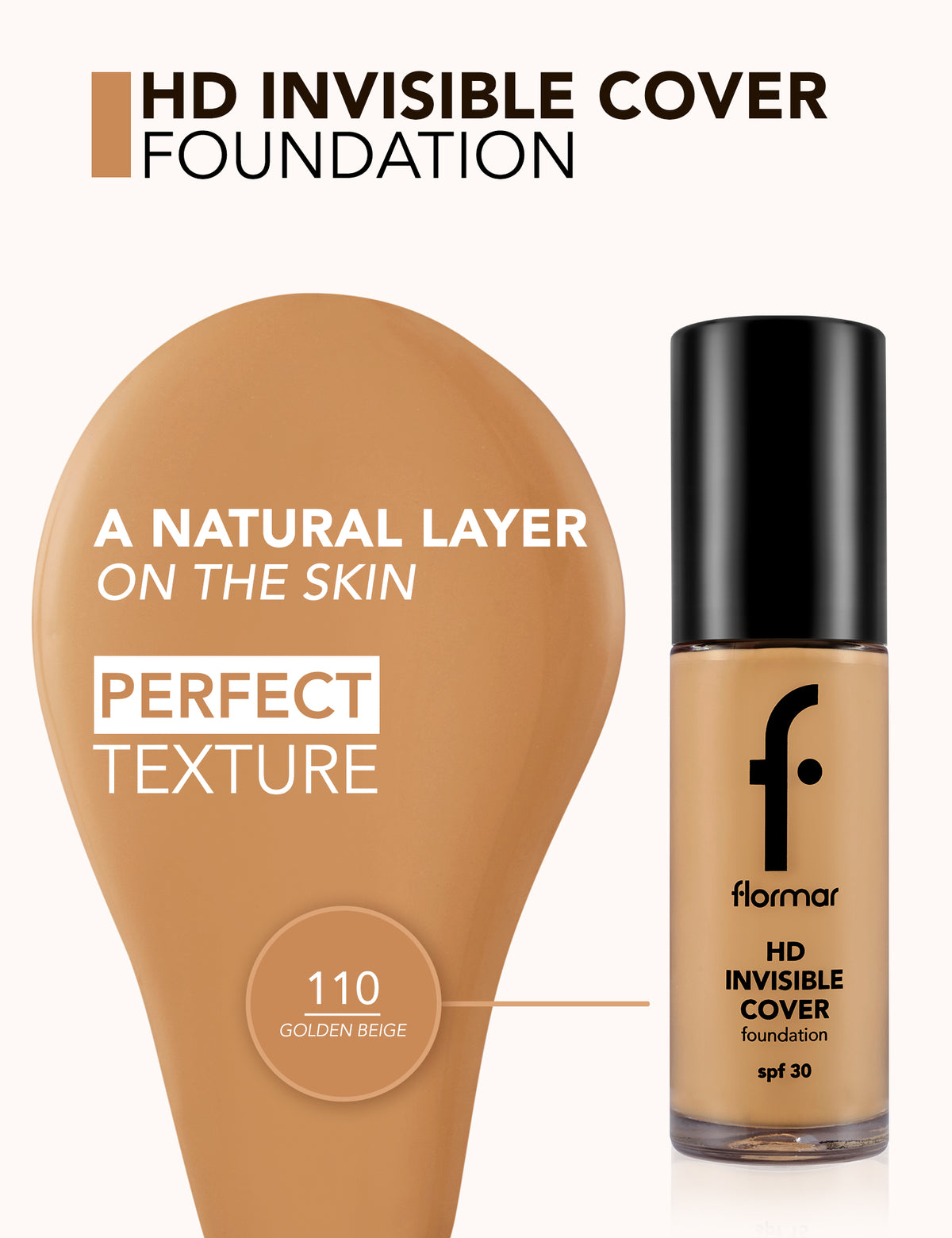 Flormar Hd Invisible Cover Foundation - 110 Gldn Beige Np