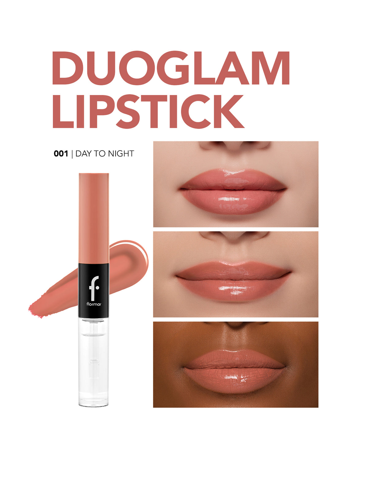 Flormar Duoglam Lipstick - 001 Day To Night