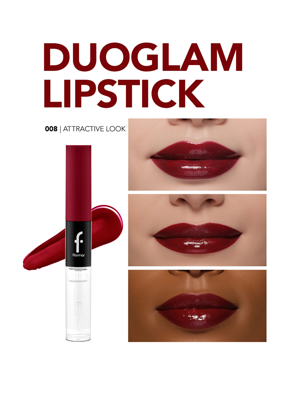 Flormar Duoglam Lipstick - 008 Attractive Look