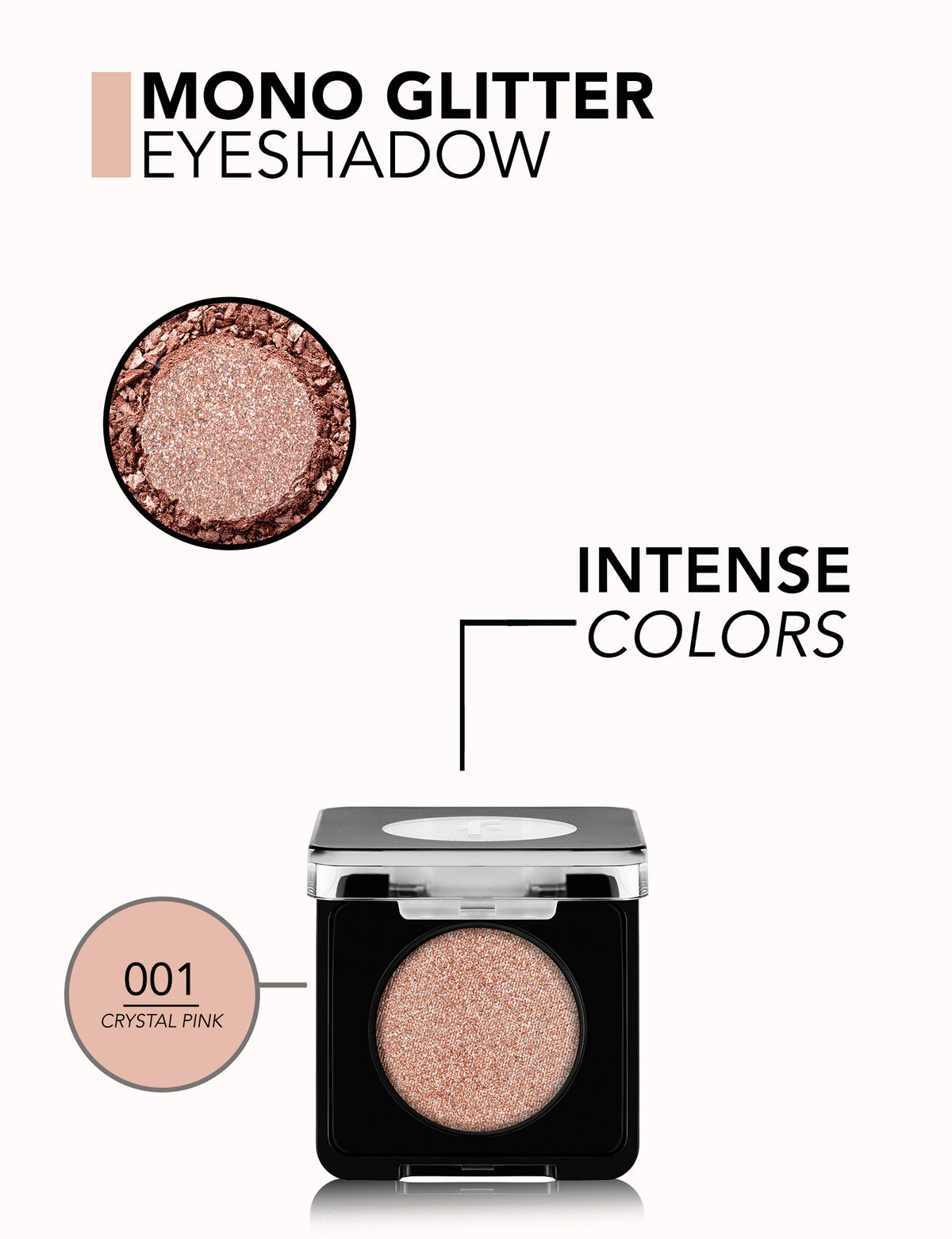 Flormar Mono Glitter Eyeshadow - 001 Crystal Pink