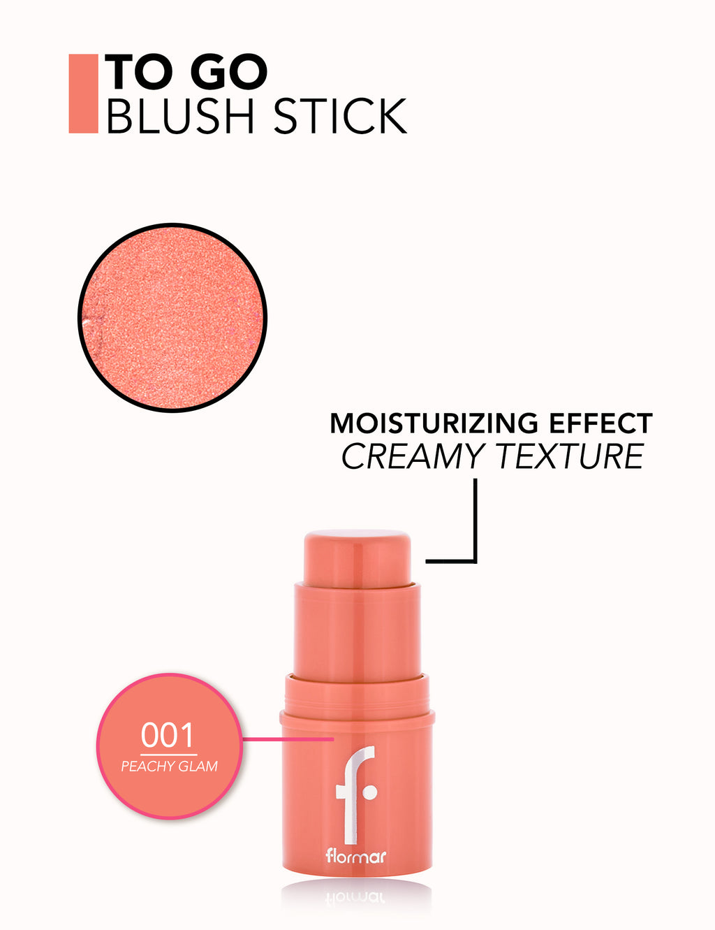 Flormar To Go Blusher Stick - 001 Peachy Glam