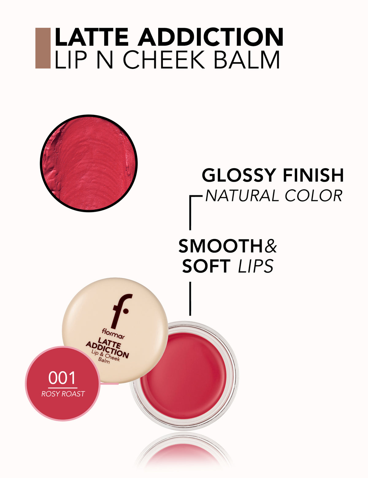 Flormar Latte Addiction Lip & Cheek Balm - Rosy Roast