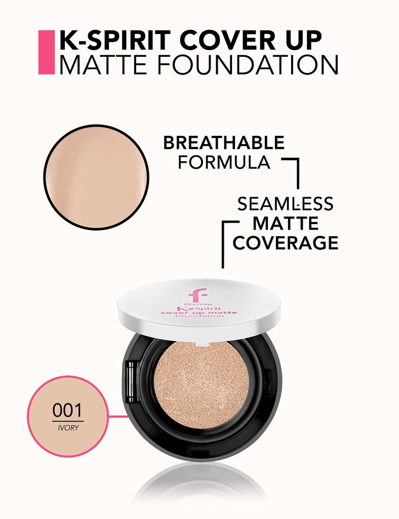 Flormar K-Spirit Cover Up Matte Cushion Foundation - 1 Ivory