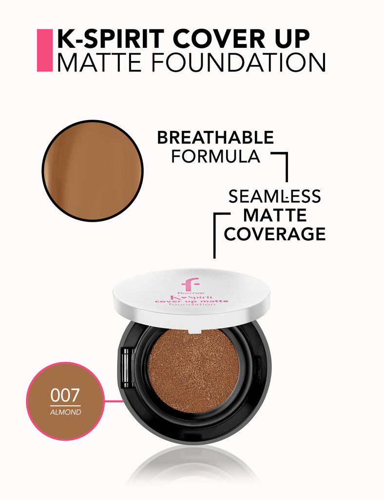 Flormar K-Spirit Cover Up Matte Cushion Foundation - 7 Almnd
