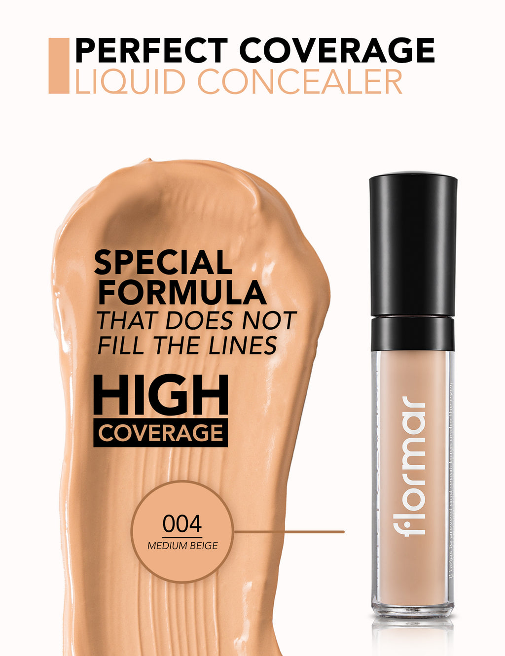Flormar Perfect Coverage Liquid Concealer - Medium Beige