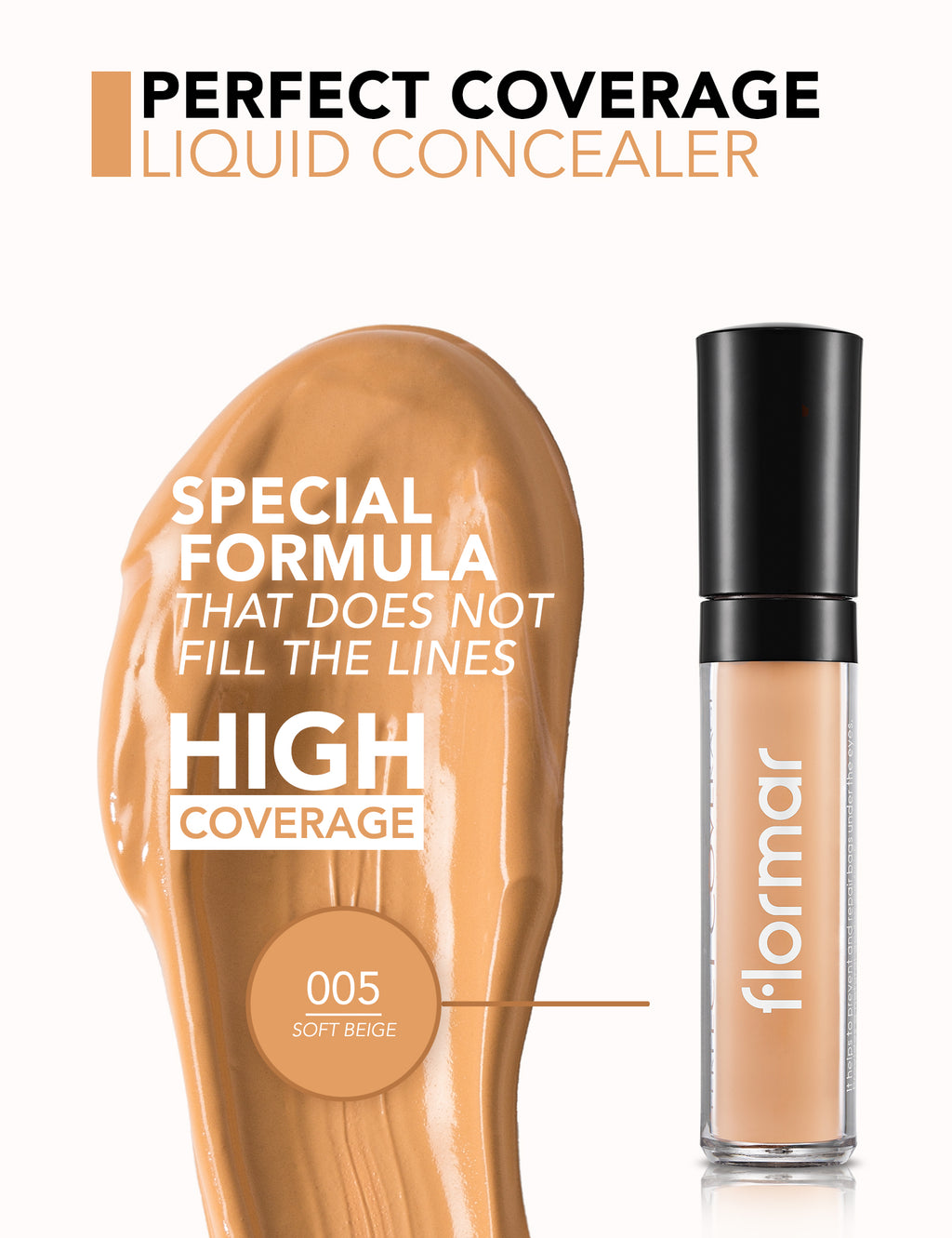 Flormar Perfect Coverage Liquid Concealer - Soft Beige