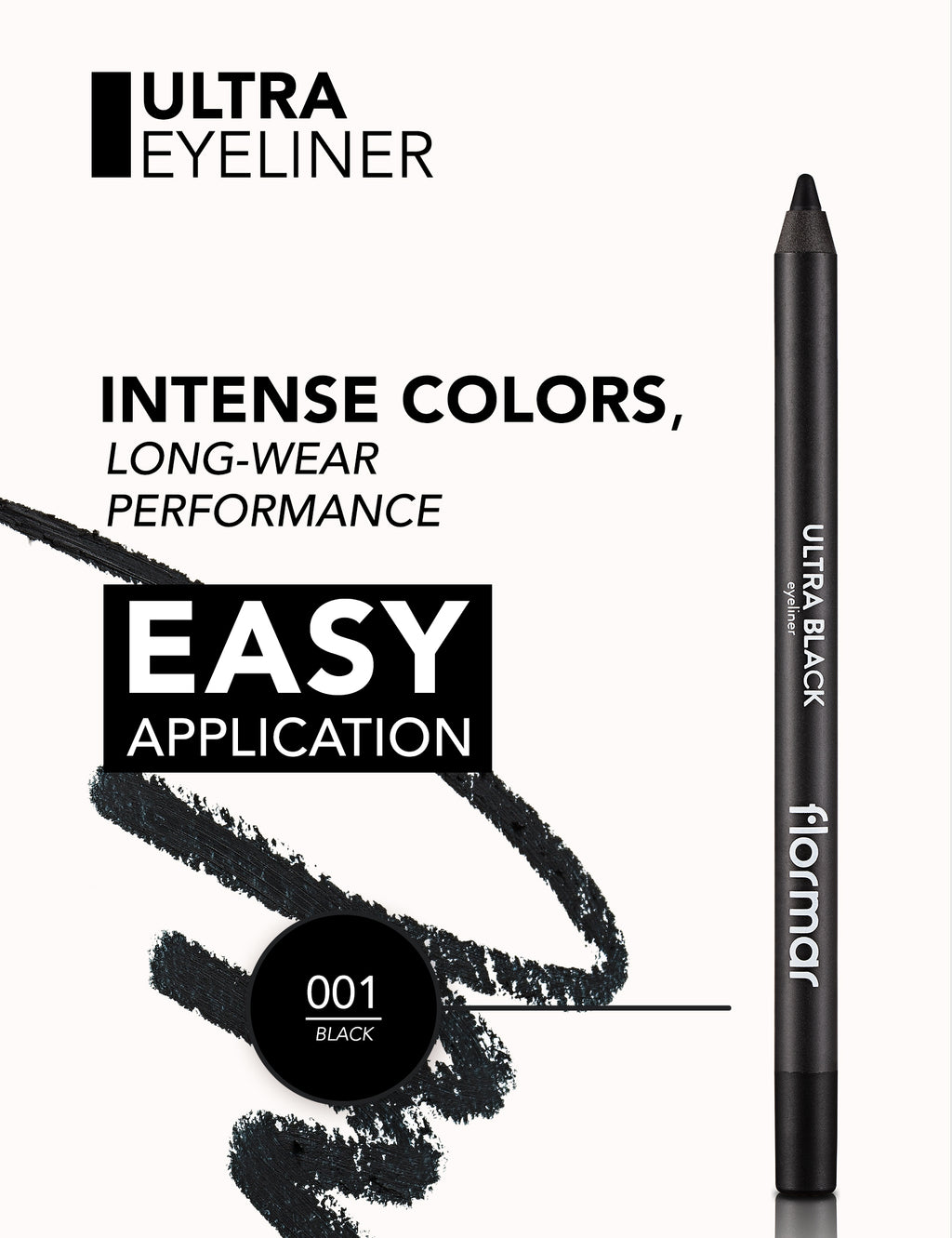 Flormar Ultra Eyeliner Black - 001 Black