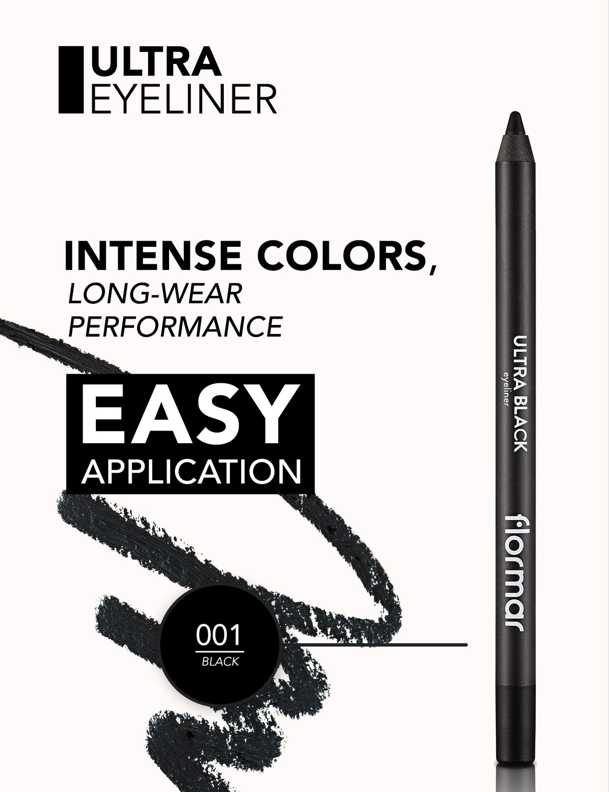 Flormar Ultra Eyeliner Black - 001 Black