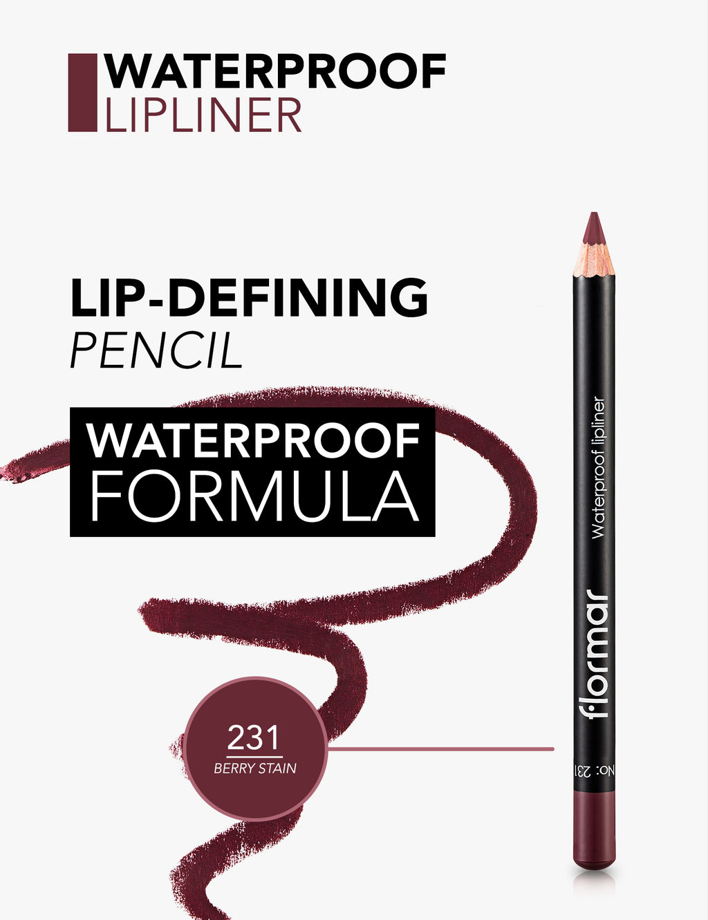 Flormar Waterproof Lipliner - 231 Berry Stain