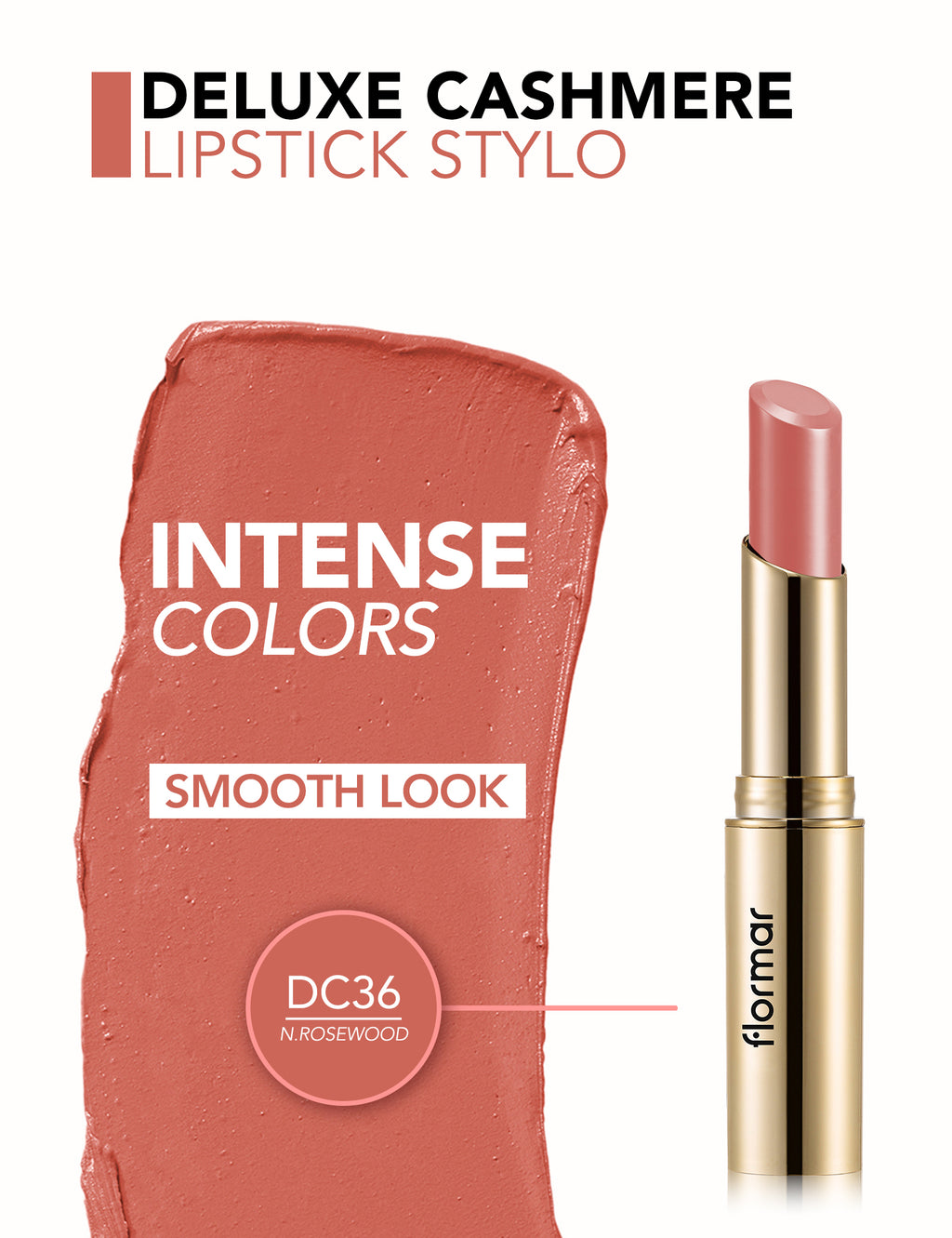 Flormar Deluxe Cashmere Lipstick - C36 N.rosewood