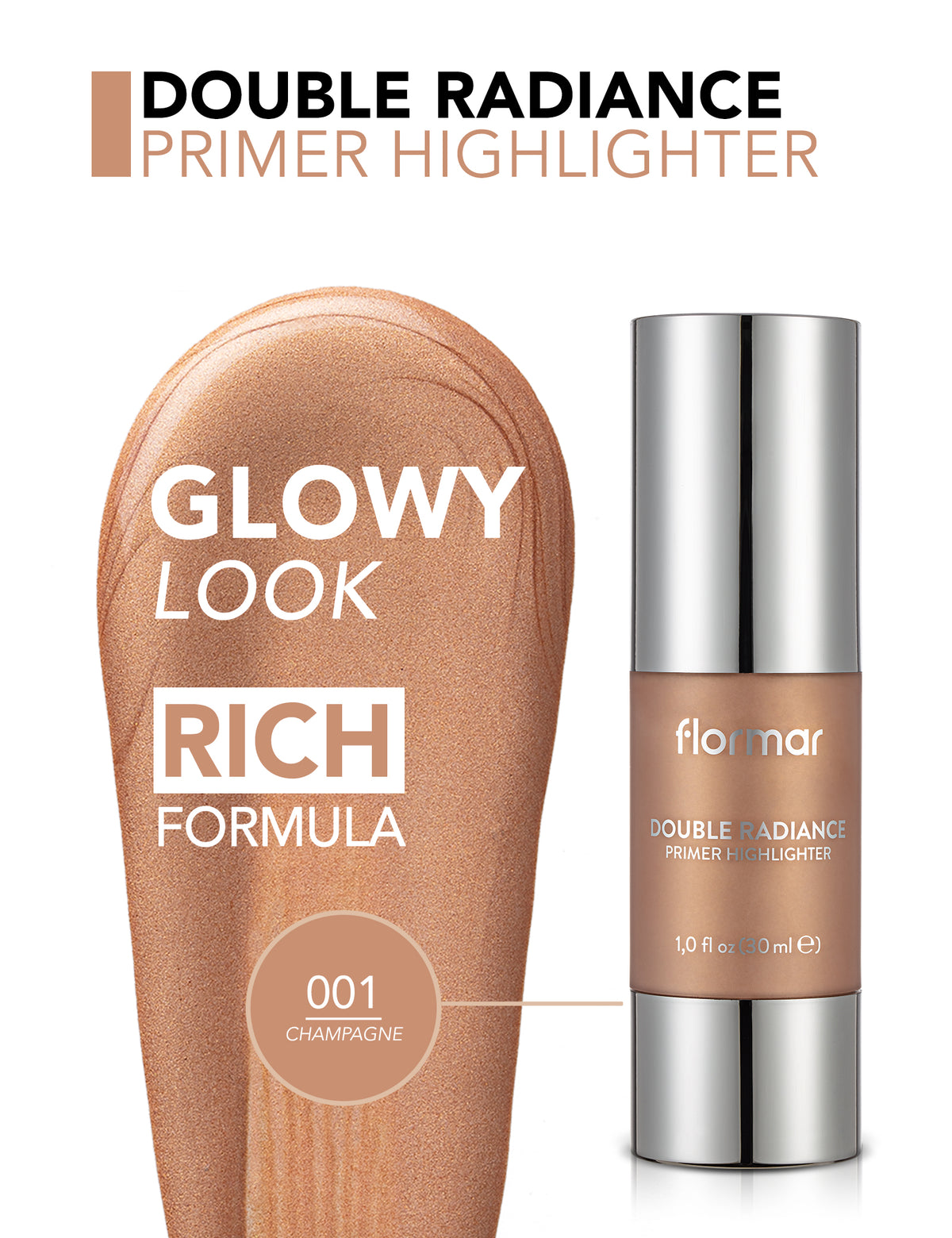 Flormar Double Radiance Primer Highlighter Champagne - 001 Ouble Radi Highlighter Prm-champagne