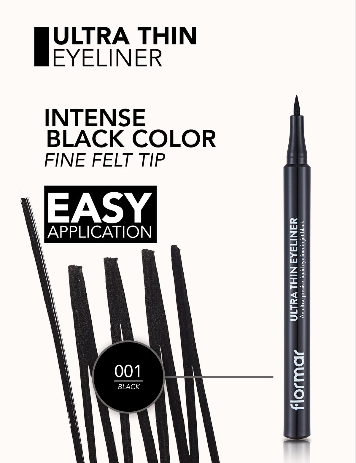 Flormar Ultra Thin Eyeliner Black - 001 Black