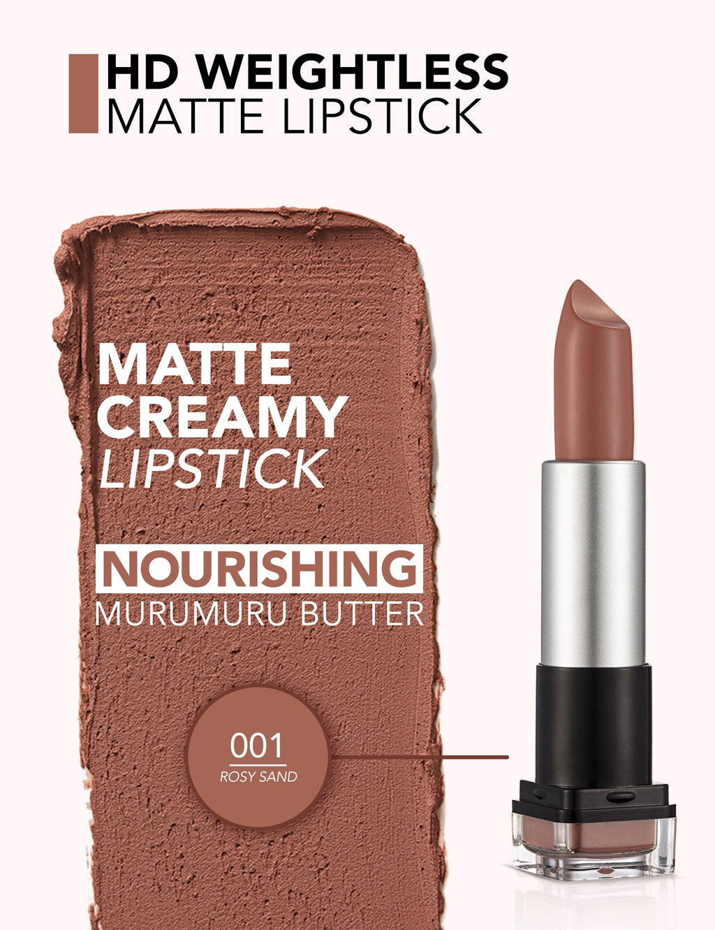 Flormar Hd Weightless Matte Lipstick - 001 Rosy Sand