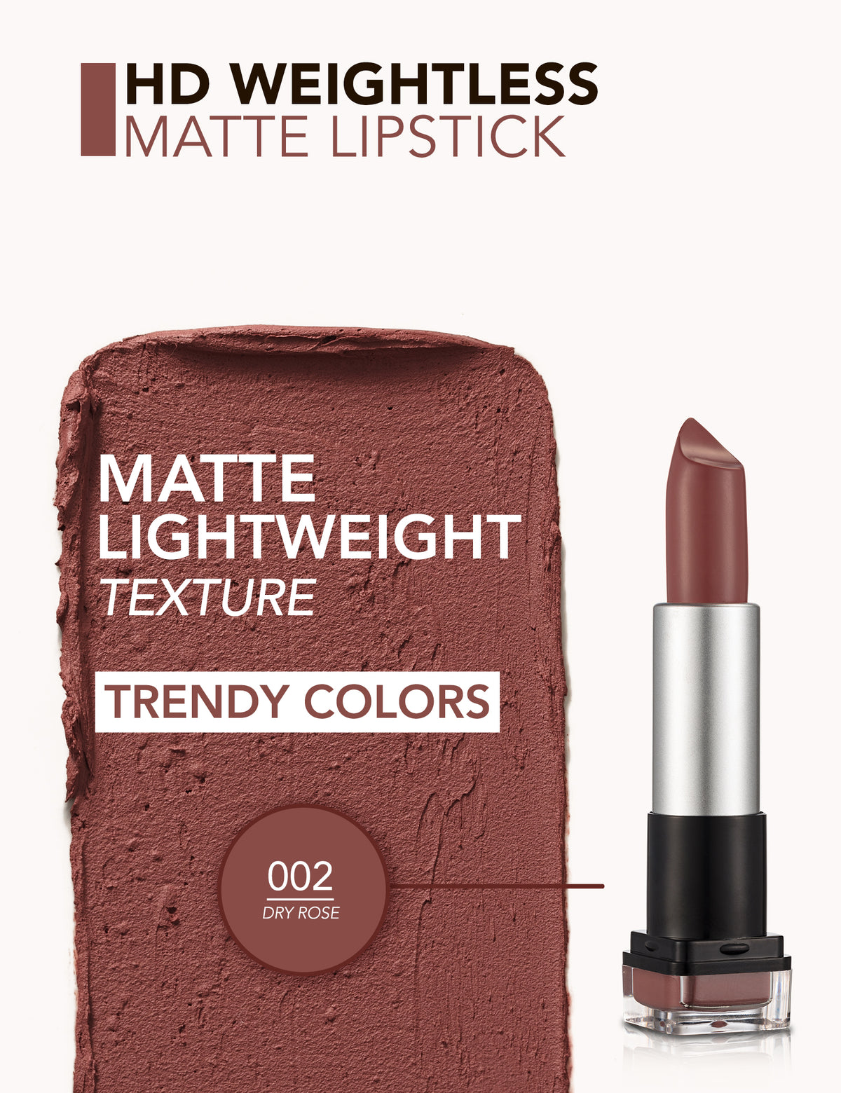 Flormar Hd Weightless Matte Lipstick - 002 Dry Rose