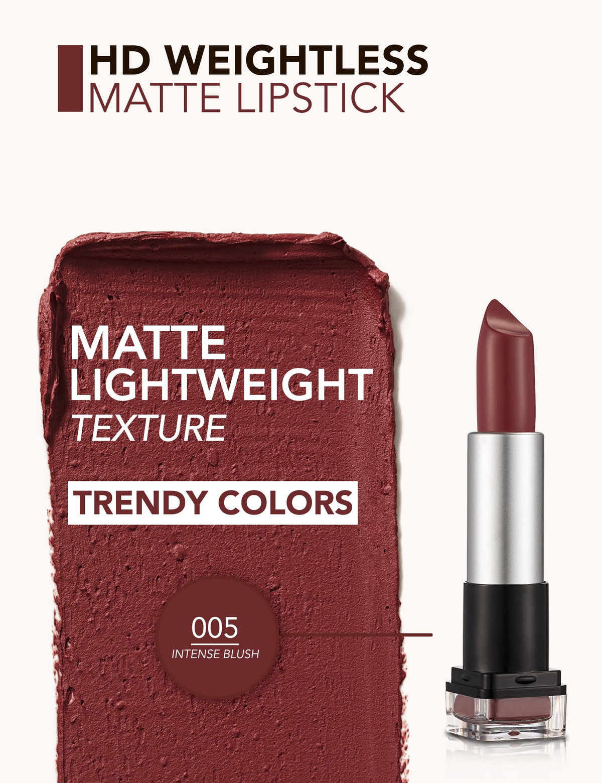 Flormar Hd Weightless Matte Lipstick - 005 Intense Blush