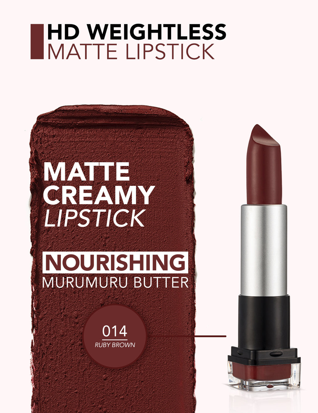 Flormar Hd Weightless Matte Lipstick - 014 Ruby Brown