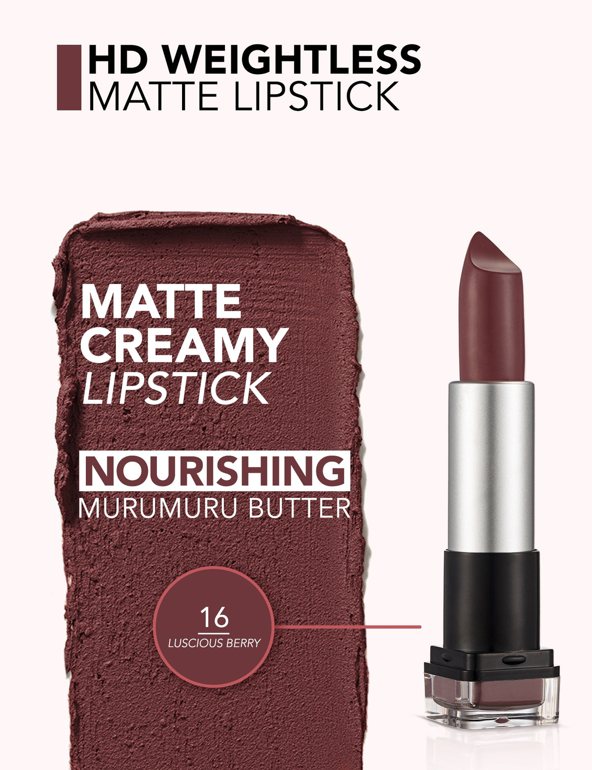 Flormar Hd Weightless Matte Lipstick - 016 Luscious Berry