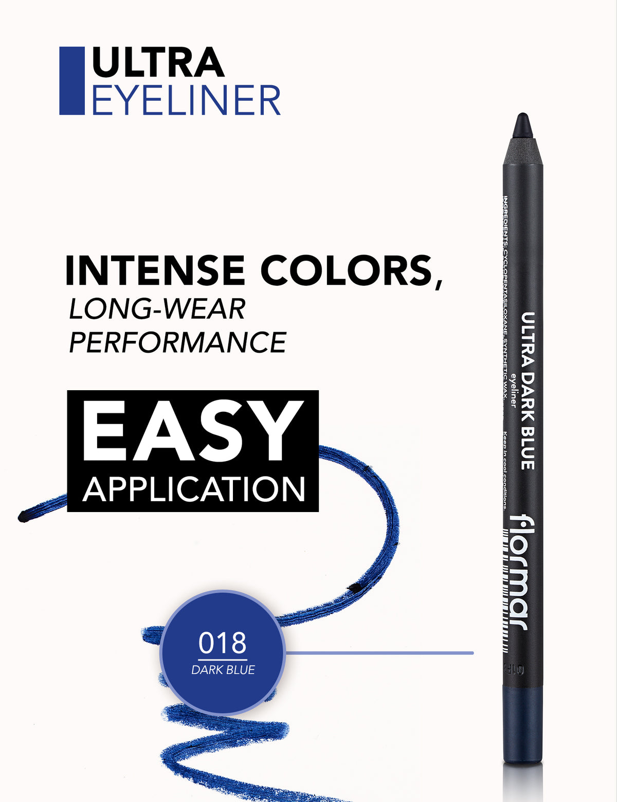 Flormar Ultra Eyeliner Black - 018 Dark Blue