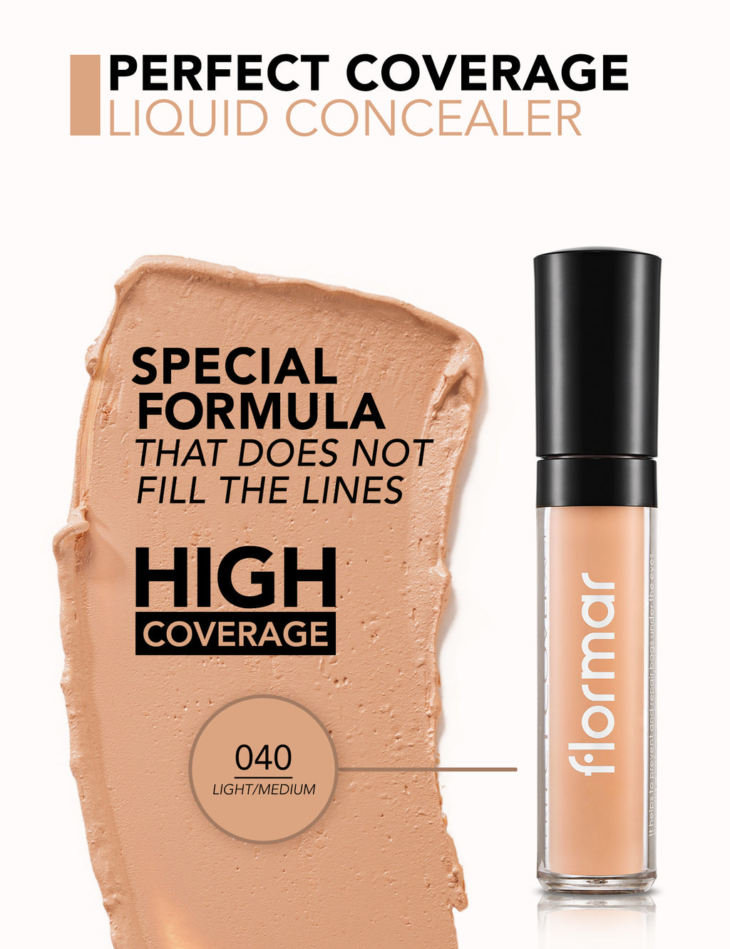Flormar Perfect Coverage Liquid Concealer - Light/Medi