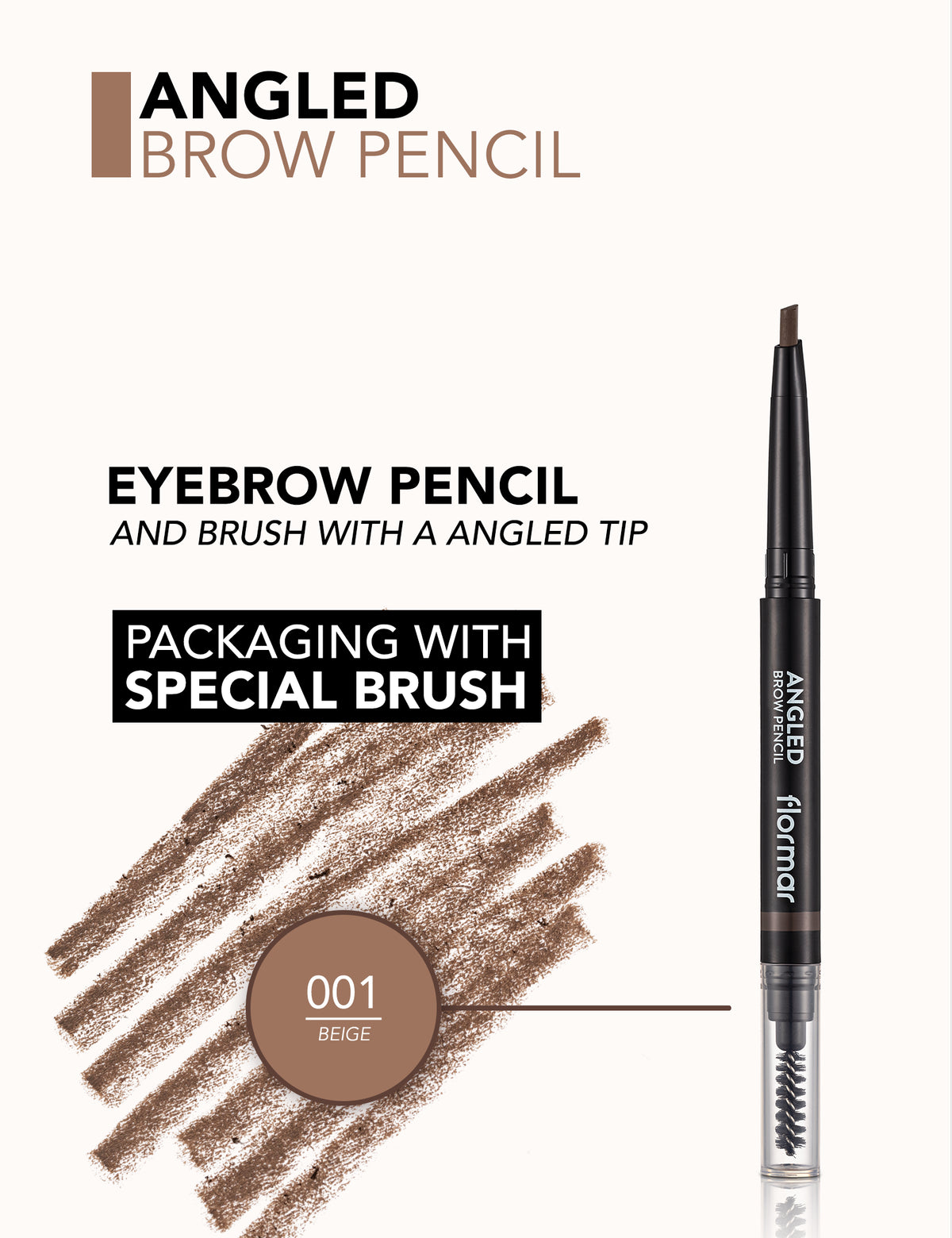 Flormar Angled Brow Pencil - 001 Beige