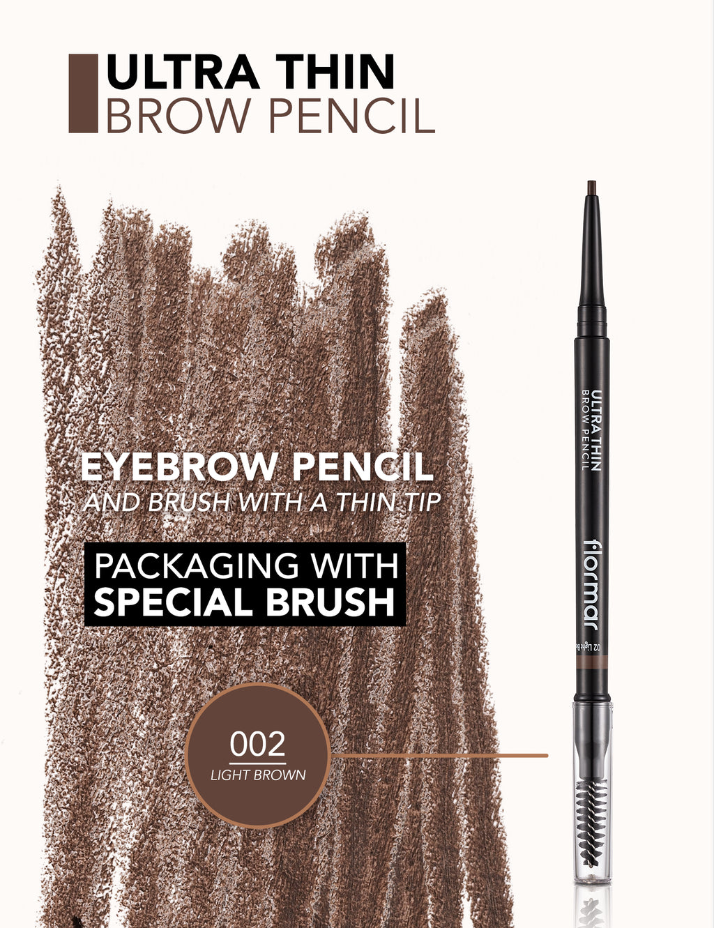 Flormar Ultra Thin Brow Pencil - 002 Lght Brown