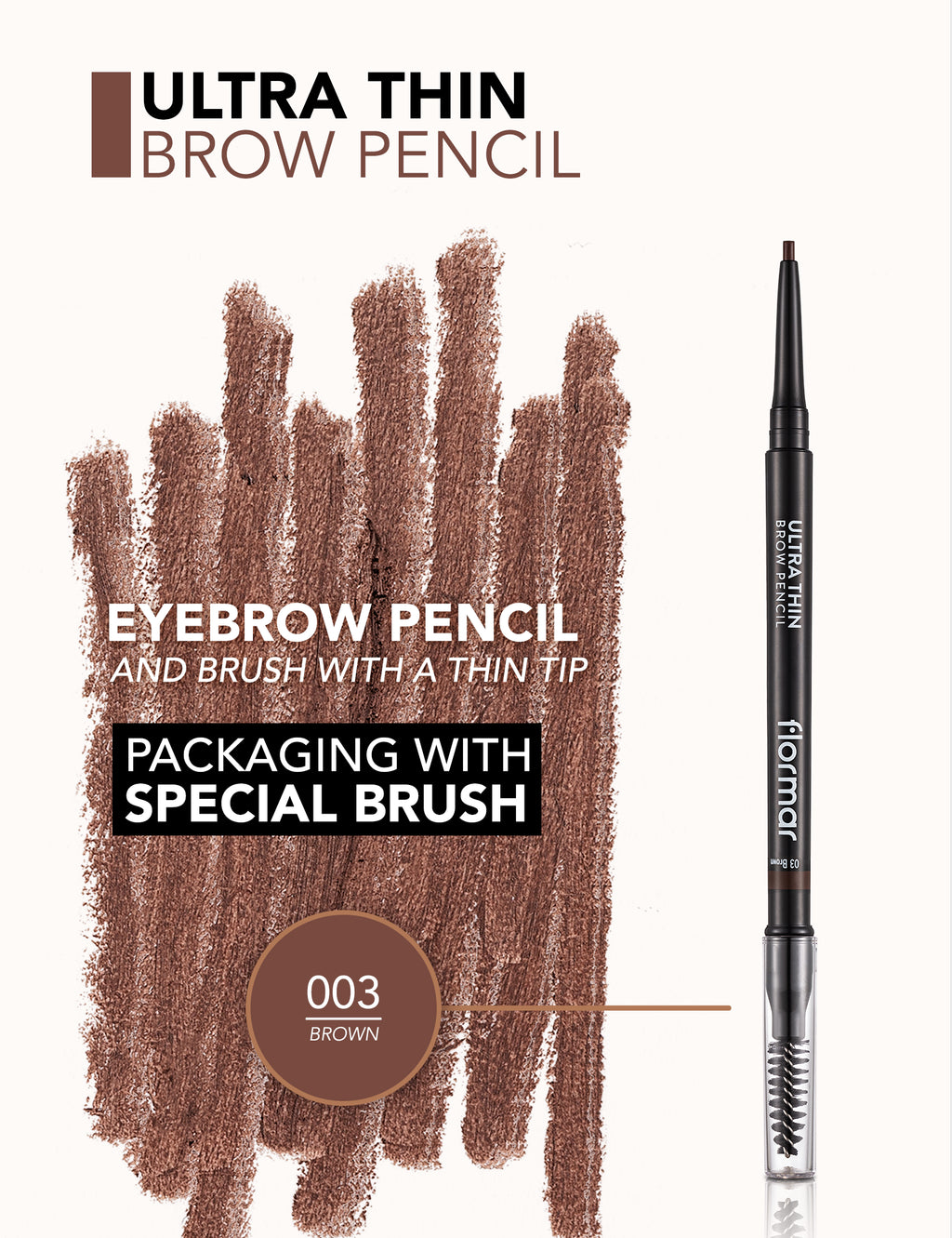Flormar Ultra Thin Brow Pencil - 003 Brown