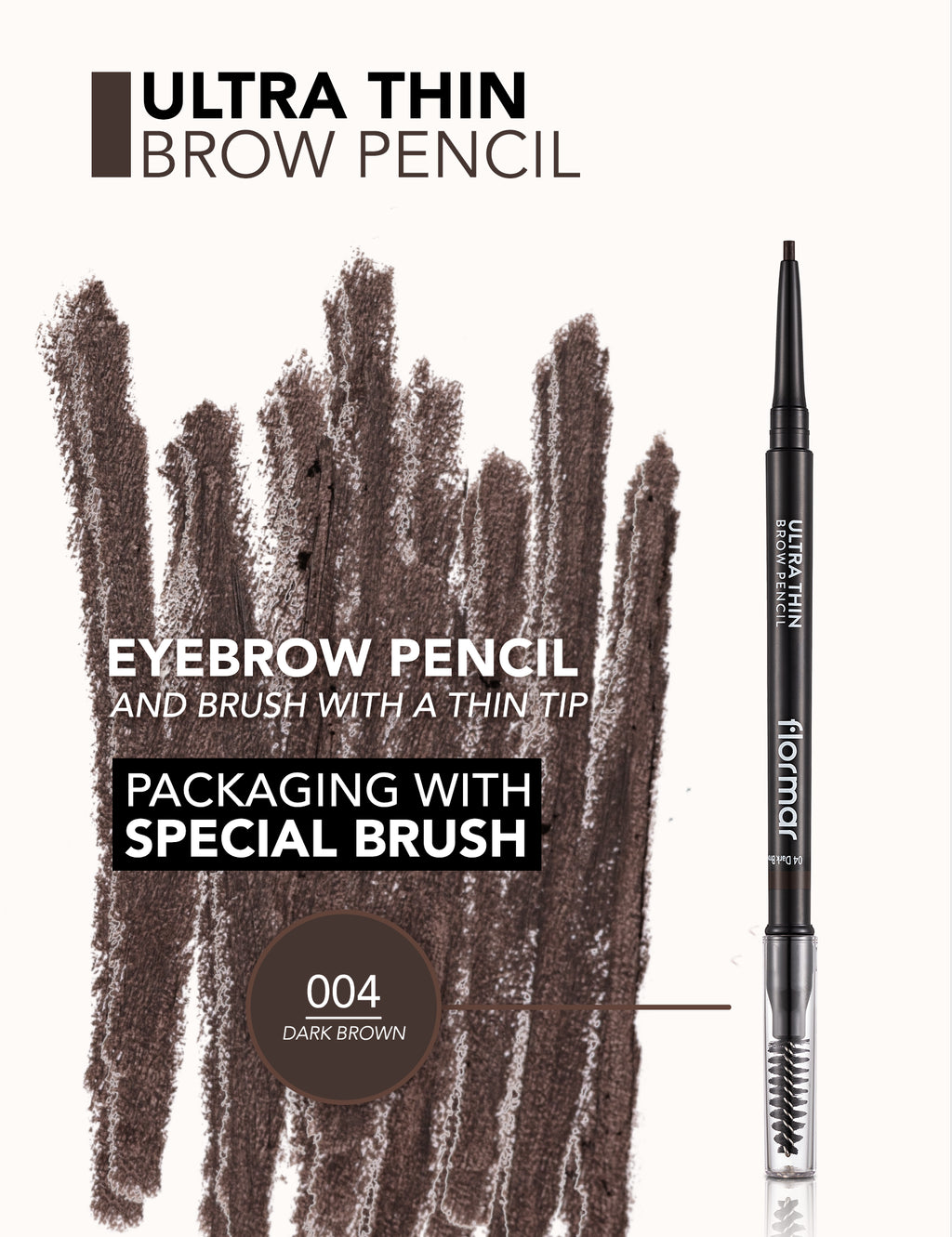 Flormar Ultra Thin Brow Pencil - 004 Dark Brown