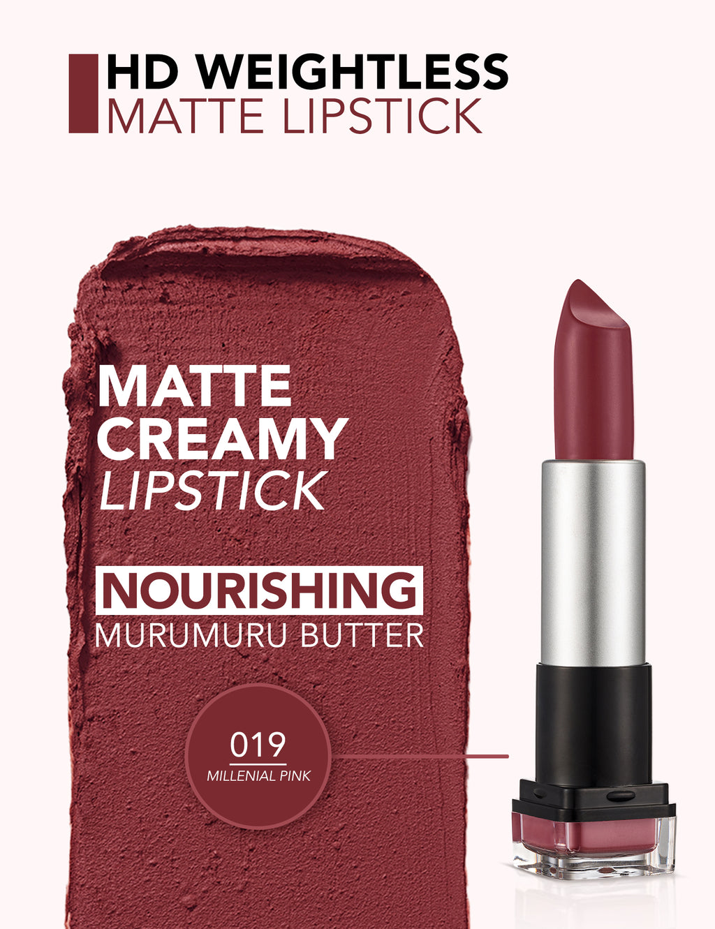 Flormar Hd Weightless Matte Lipstick - 019 Millenial Pink