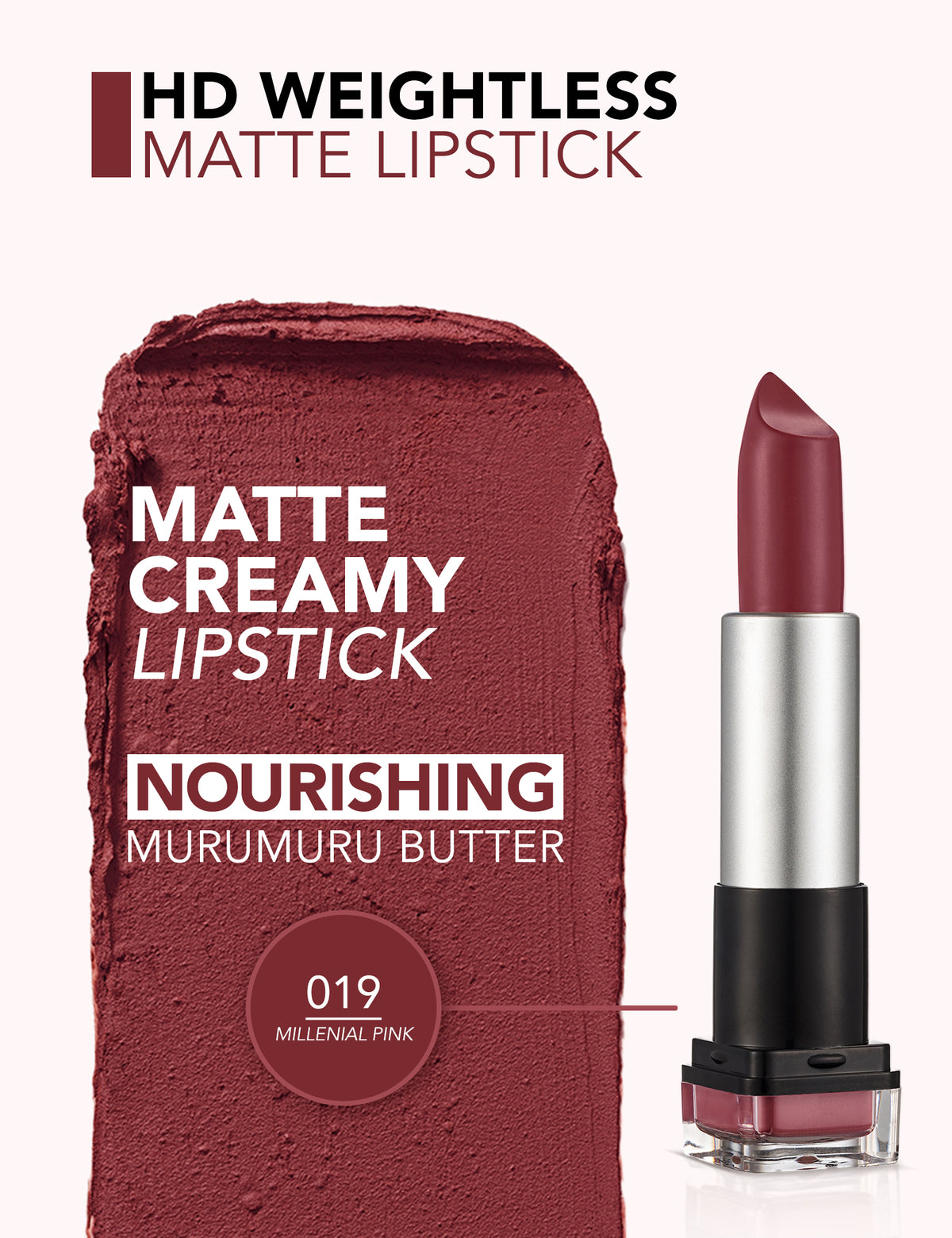 Flormar Hd Weightless Matte Lipstick - 019 Millenial Pink