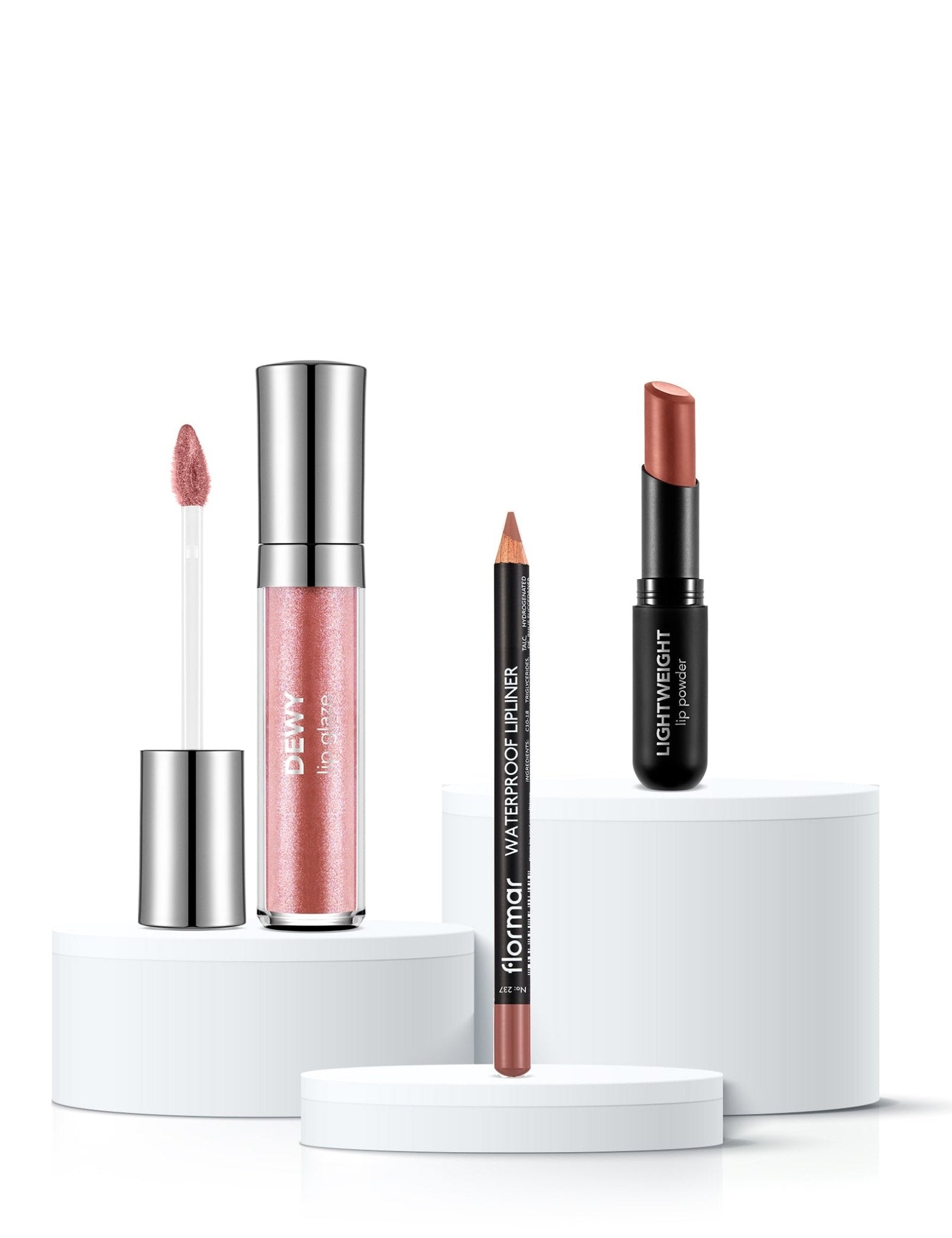 Espresso Shine Coffee Toned 3-Piece Lip Set - Flormar KSA