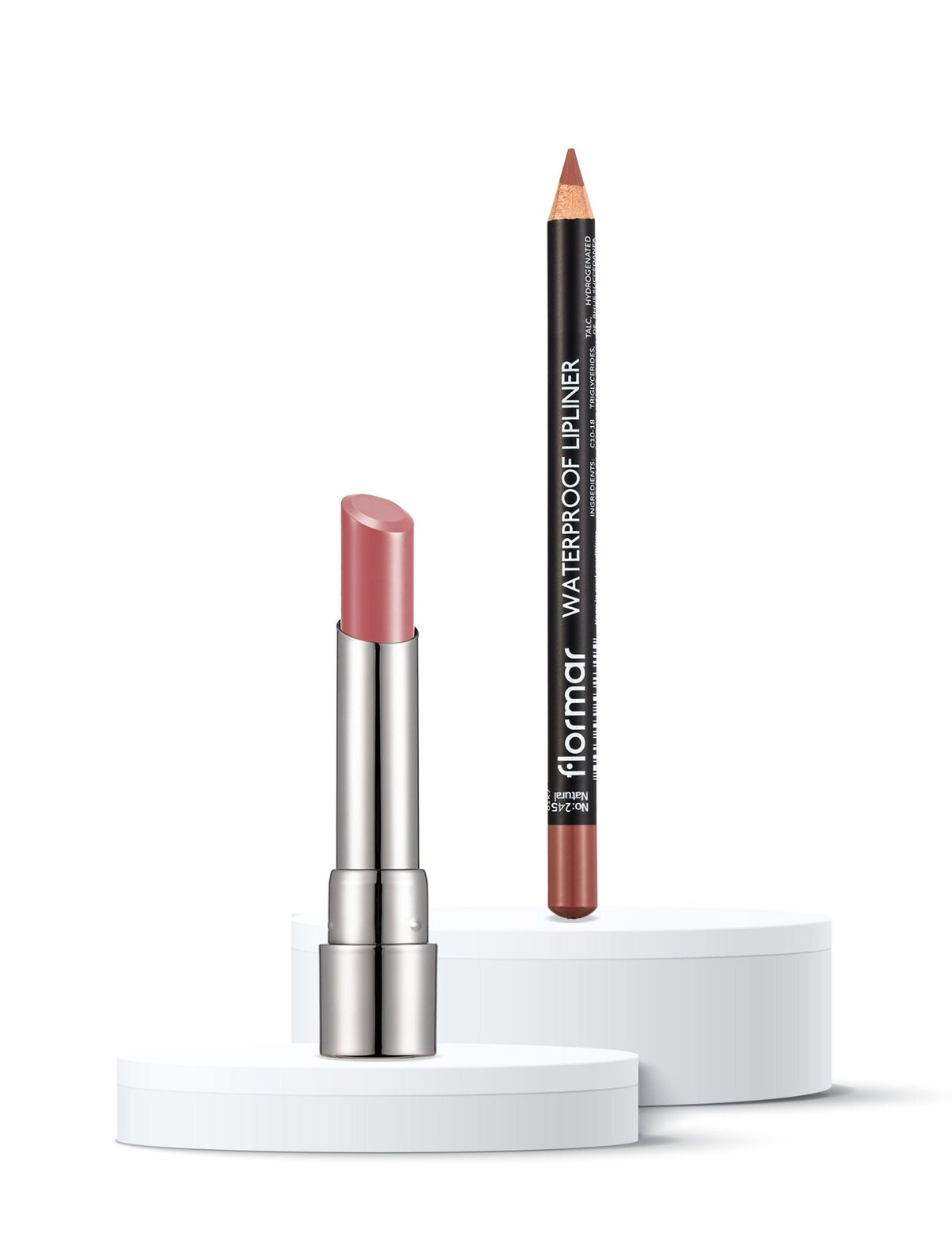 Shiny Nude 2-Piece Lipstick & Lip Liner Set - Flormar KSA